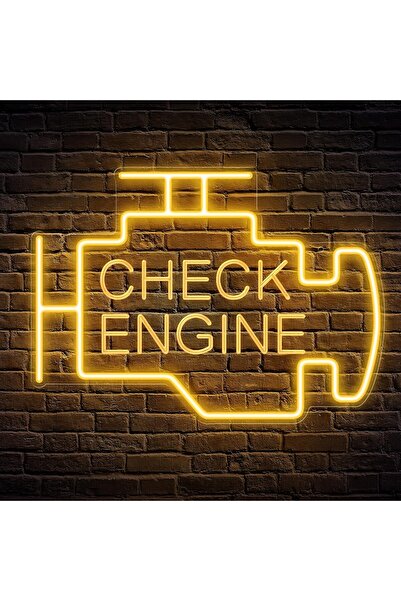 Temark LED Neon Check Engine Light Sign, Temark, orange, 30x22.5cm