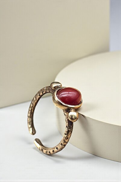 NBS Beautiful Naturel Stones Copper Real Red Agate Ring Adjustable Genuine 100% Copper and Natural Stone