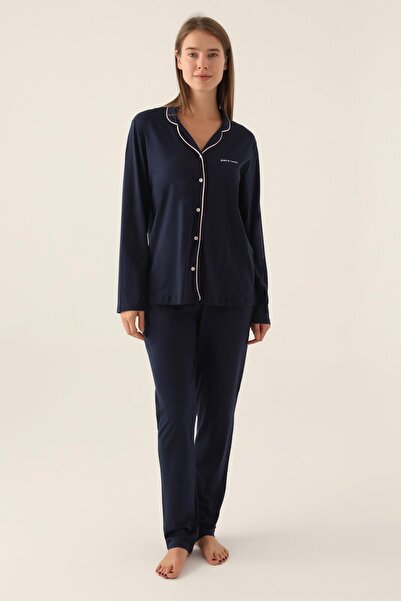 Pierre Cardin Boxed Women's Pajama Set Suitable for Dowry, 50% Modal 50% Cotton, Uzunkol Transitional Women P