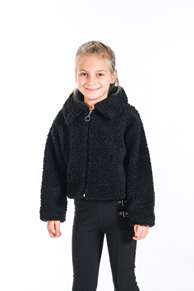 Classio Kids Mother Daughter Matching Plush Zippered Lined Crop Coat
