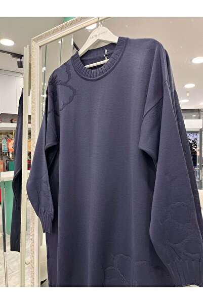 MRM MERAM BUTİK Dna Mercerized Floral Tunic - Navy Blue - 2