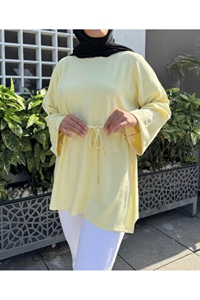 Suedcollection Viskon kumaş kuşaklı tunik