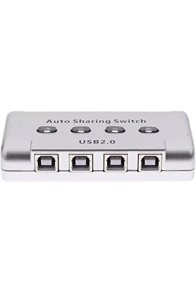 Generic USB 2.0 Auto Share Adapter, 4 Ports, USB Hub for Printers, Hard Drives, Flash Drives, Silver