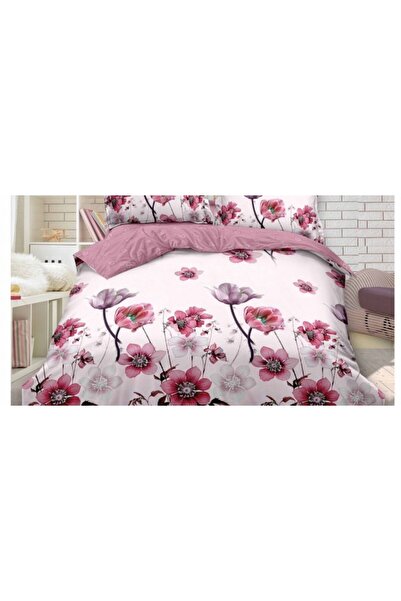 FENG Bedding set for double bed, 4 pieces, Superior satin cotton White floral (LDBS-247)