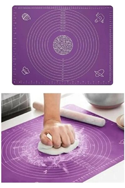 Kitchen Damys MOR Büyük Boy Silikon Hamur Açma Matı Ölçülü Çok Amaçlı Hamur M...