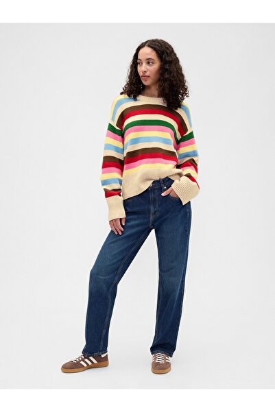 GAP Kadın Çok Renkli CashSoft Relaxed Bisiklet Yaka Tunik Kazak