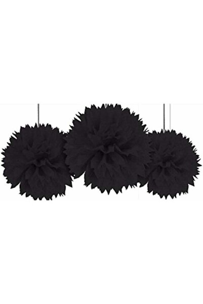 Generic Amscan 3 Fluffy Decorations, Black, 40.6 cm, 18055.099999999999