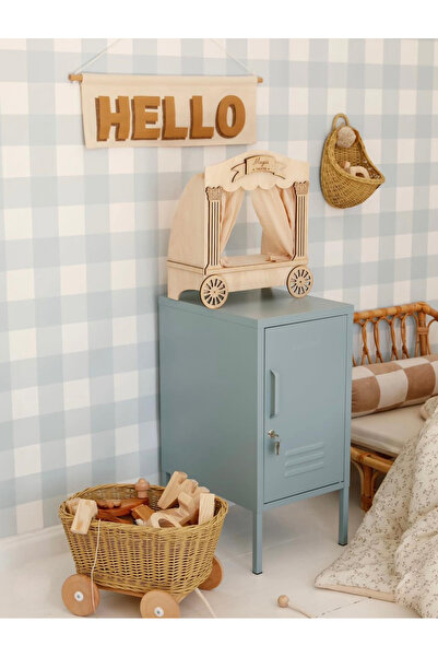 Tasarım Mavi Pötikare Desen Soft Yumuşak Tonlar Dama Bebek & Çocuk Odası Duvar Kağıdı