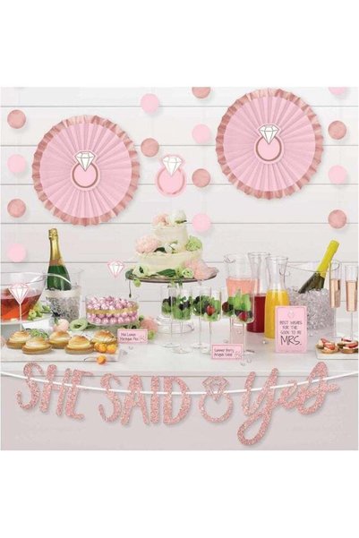 Generic Blush Wedding Glitter Buffet Table Decorating Kit, 23 Ct.