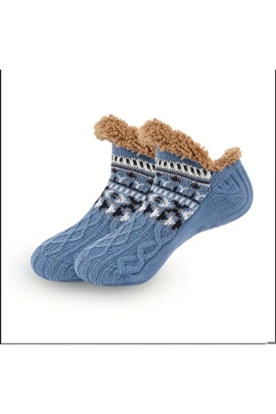 ORGANICYOU Wuxia 1 Pair Warm Indoor Anti-Slip Fleece-Lined Floor Socks, Home Sleeping Socks for Couples XL