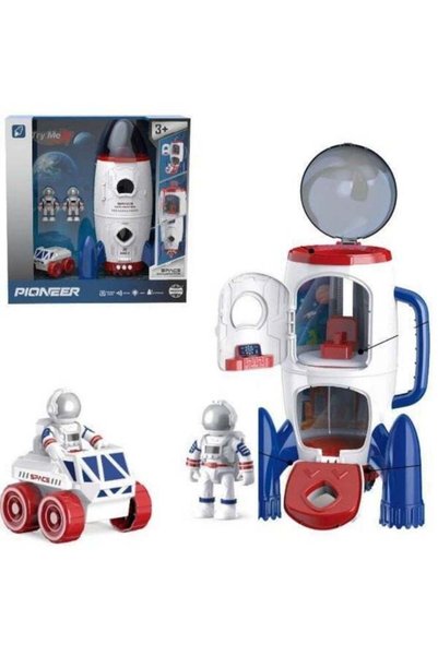 Generic Space Exploration Rocket And Rover With 2 Astronaut Set