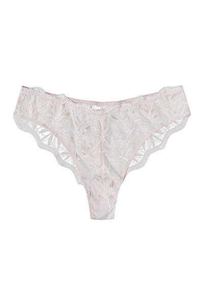 ESOTIQ Chiloți brazilieni eleganți pentru femei, cu broderie din plasă, margini ondulate, spate din dantelă transparentă | Odessa