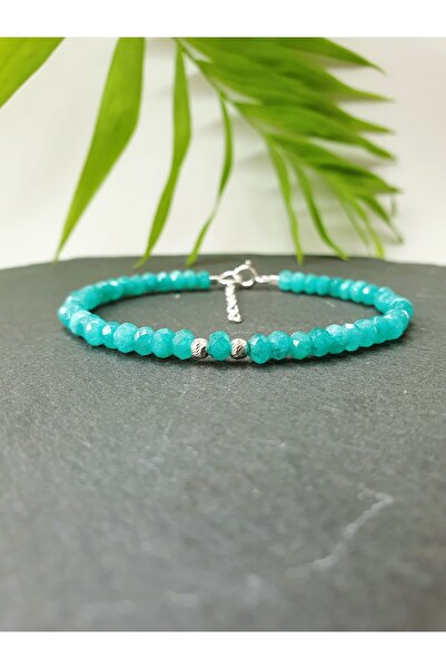 Abundo Turquoise jade and 925 silver bracelet, 17 cm