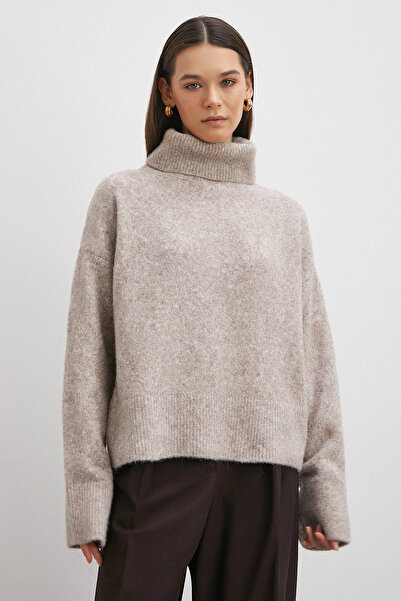 Never more Turtleneck Long Sleeve Sweater Gray