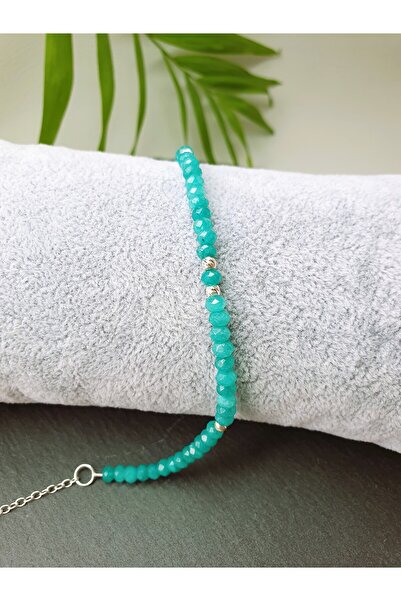 Abundo Turquoise jade and 925 silver bracelet, 17 cm