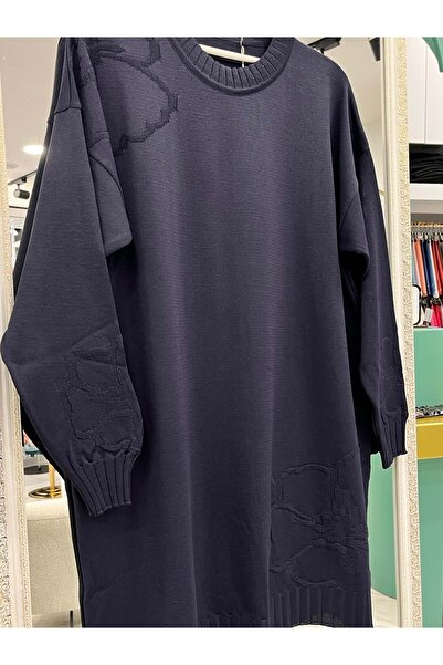 MRM MERAM BUTİK Dna Mercerized Floral Tunic - Navy Blue - 2