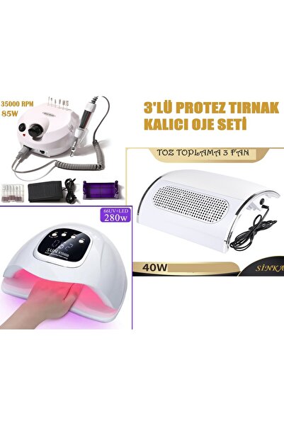 SİNKA Freze Törpü Manikür Pedikür + Uv Kurutucu Sun x15 + Toz Toplama Cihazı ...