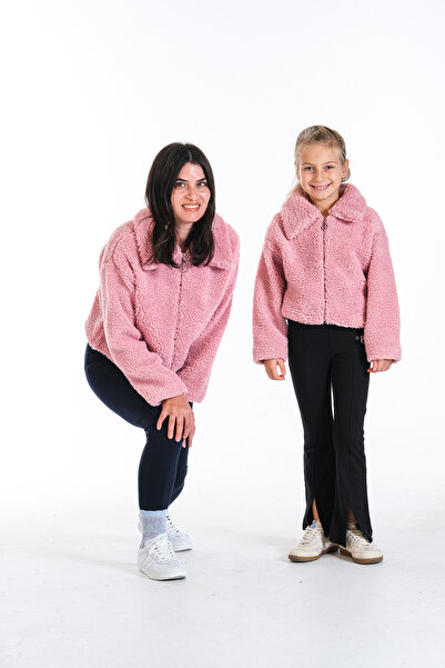 Classio Kids Mother Daughter Matching Plush Zippered Lined Crop Coat