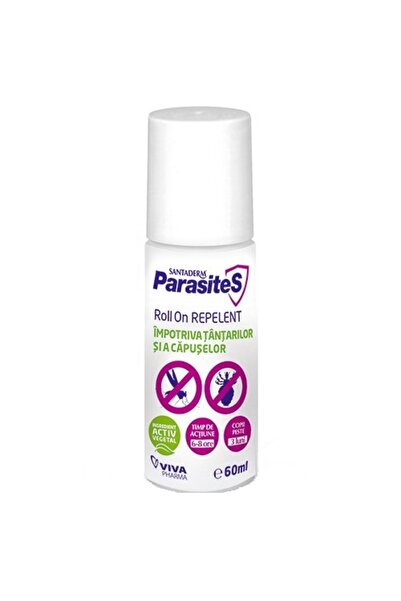 Santaderm ParasiteS repelent roll-on împotriva țânțarilor și căpușelor, 60 ml