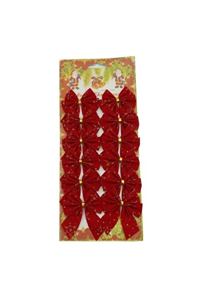 Dali Set of 12 Christmas Tree Bows, 6 x 8 cm, Polyester, Gold