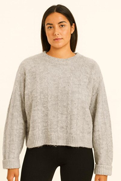 Mixray Uzun Kollu Akrillik Kumaşlı Saçlı Kolu Duble Kazak 6875