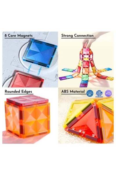 Generic Magnetic Tiles – Warm Colors – 20 Pcs Educational Building Blocks for...