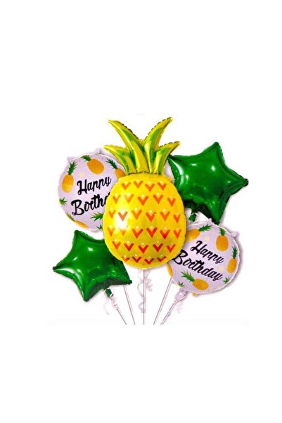 Generic Balloon Happy Birthday PinApple 5Pcs/Card