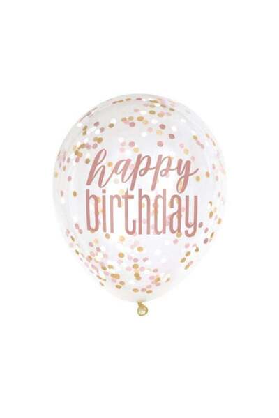 Generic 12" Glitz Rose Gold Birthday Confetti Balloons