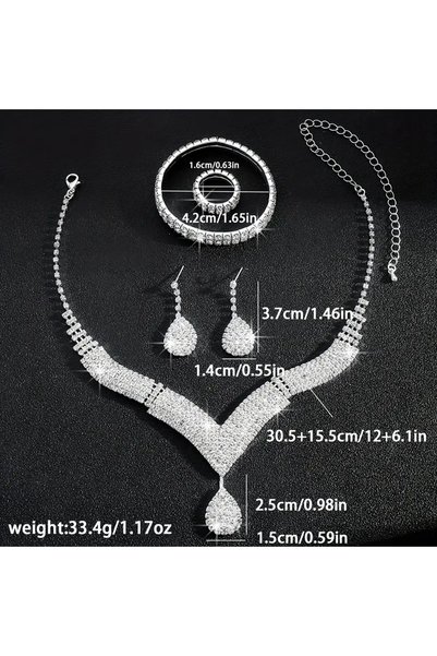 Ayzen Shiny and Stylish Water Drop Set(Necklace Earrings Bracelet Ring)