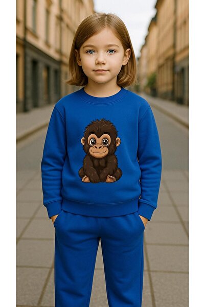 playwear Παιδικό Φούτερ Σετ Ρούχων YAVRU1 MAYMUN με στάμπα για κορίτσια και α...