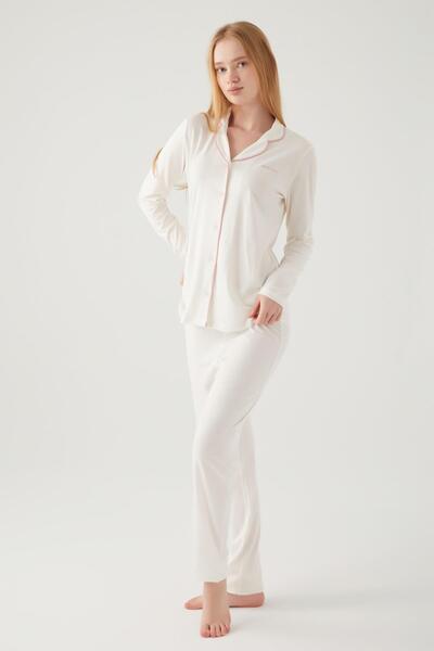 Pierre Cardin Boxed Women's Pajama Set Suitable for Dowry, 50% Modal 50% Cotton, Uzunkol Transitional Women P
