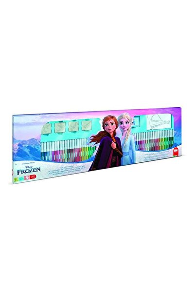 Generic Frozen 2 60 Felt Tip Pens Deluxe Art Case With Stamps, Crayons, Ink P...