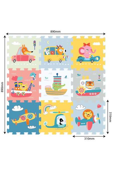 Generic Sunta Transportation & Animals Puzzle Mat - 9-Piece Interlocking EVA ...