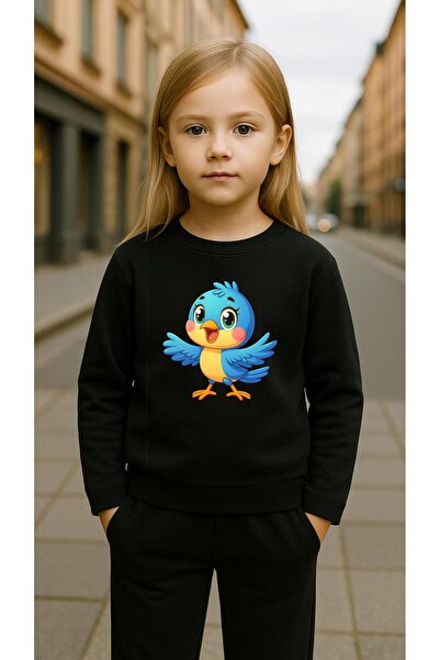 playwear Παιδικό Φούτερ Σετ ΜΠΛΕ ΠΟΥΛΙ με στάμπα για κορίτσια και αγόρια, με ...