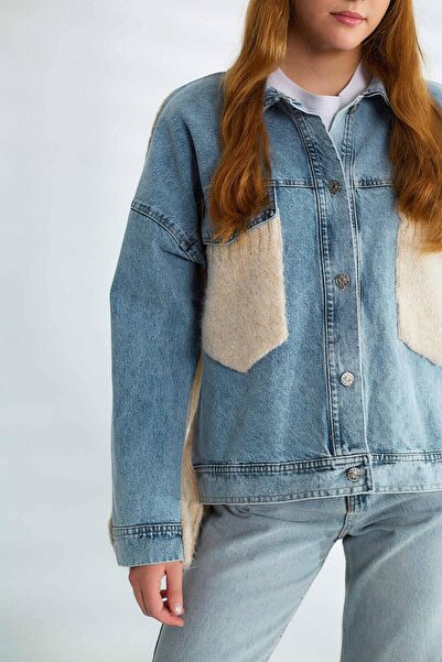 cemo Knitwear Panel Detailed Oversized Denim Jacket