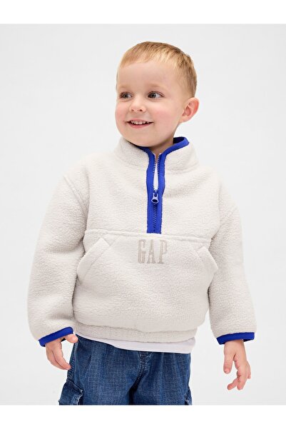 GAP Erkek Bebek Gri Sherpa Yarım Fermuarlı Pullover