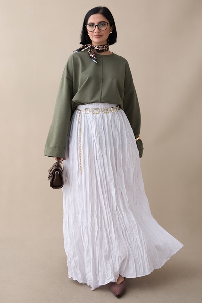 InStyle oversized Χακί Φούτερ με Πτυσσόμενο Μανίκι