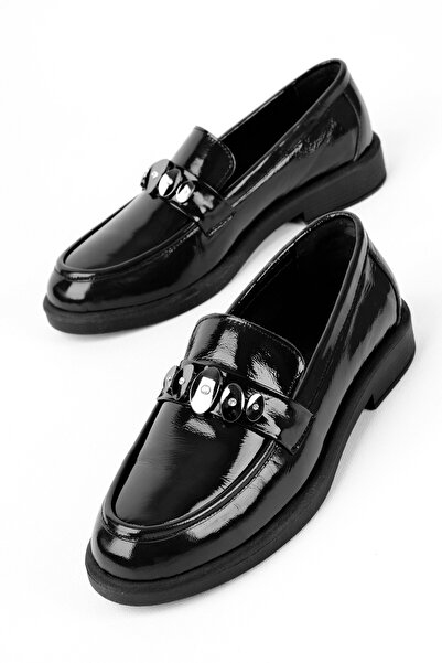 MY DERİ İnty Women's Genuine Leather Buckle Detailed Loafer Shoes 4289