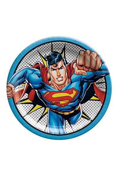 Generic 8-Piece Heroes Unite Superman Round Paper Plate Kids Birthday Party T...