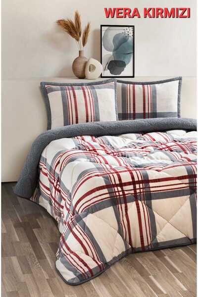 Romans Çift Kişilik Yorgan Seti Comforter Wera Kırmızı (1 Yorgan + 2 Yastık Kılıfı)