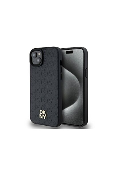 Dkny Husă de protecție pentru iPhone 15 Plus, Monogramă, Piele naturală, Neagră
