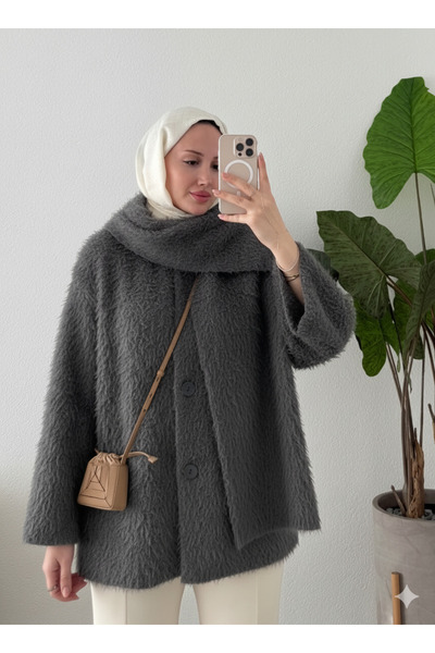 MODA MAÇKA PARK Tedi Feathered Cap Coat Jacket