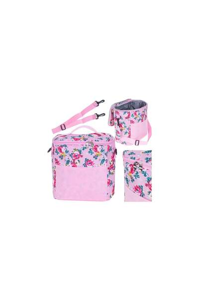 Three top online Geantă termică pentru prânz, picnic pe plajă, 11L, roz, cu flori