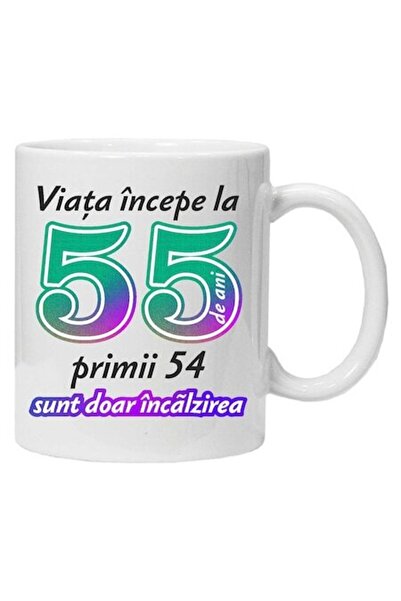CRD PRINT Personalized Mug "Life Begins at" 55 Years, CRD PRINT, 330ml