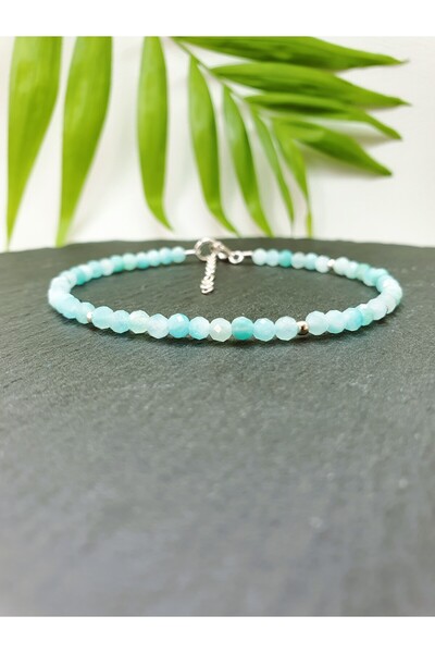 Abundo Bratara din amazonit si argint 925, 17 cm