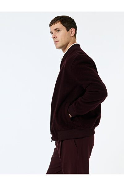 Koton Regular Fit Long Sleeve Zippered Cashmere Bomber Jacket