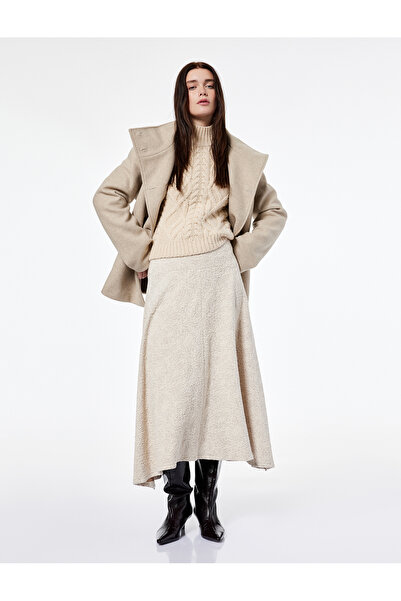 Koton X Şahika Ercümen - Textured Asymmetrical Midi Skirt