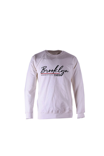 trender 2 İp Ecru Men's Sweatshirt Brooklyn 0 Collar