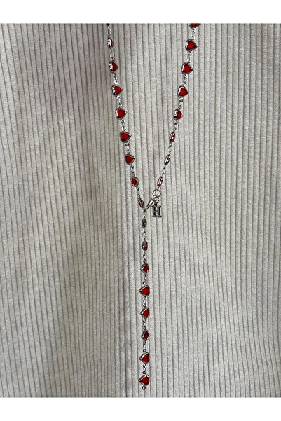 bijoux uniques Kırmızı kalpli H harfli kadın y kolye