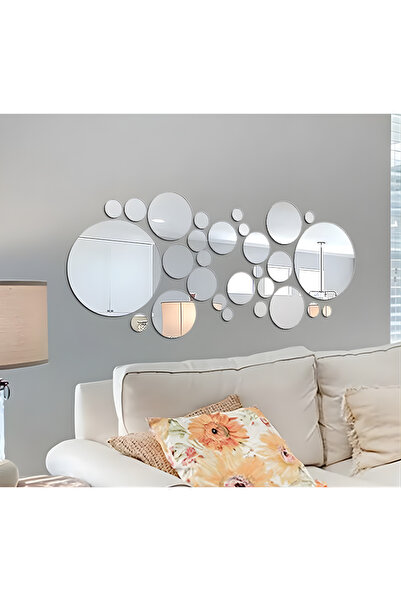 Bola Concept Dekoratif Ayna Pleksi Sticker Seti 2 mm Yapışkanlı Modern Yuvarl...
